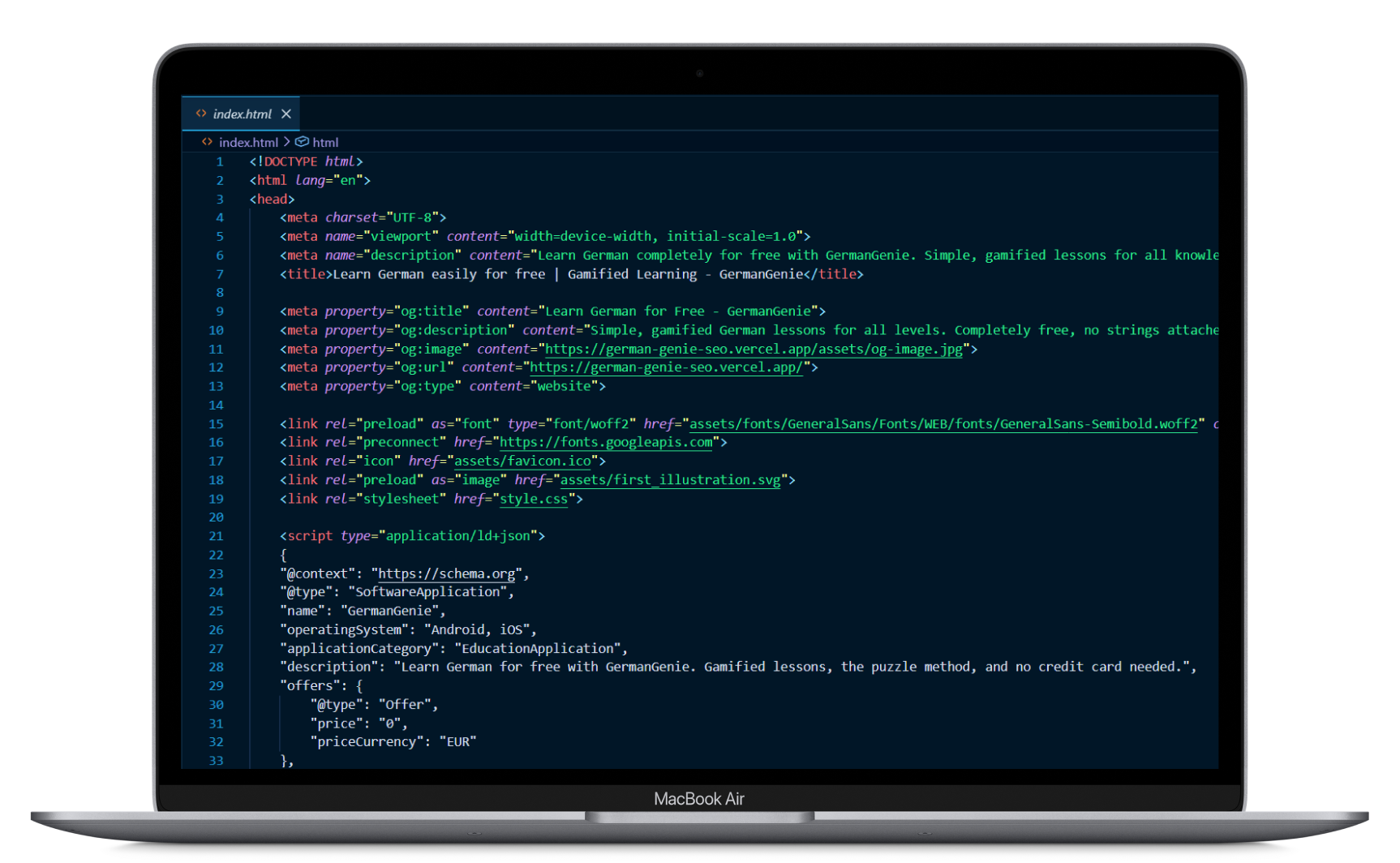 GermanGenie SEO optimization code
